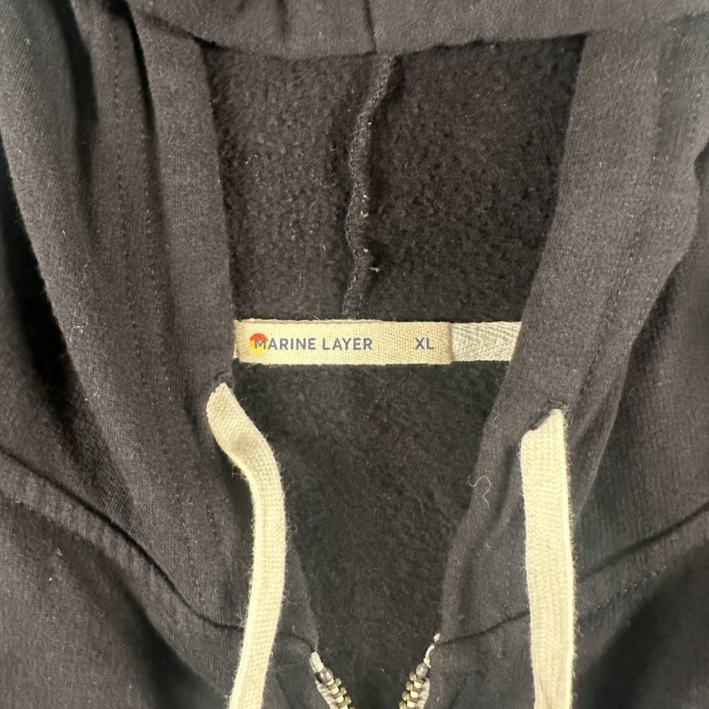 Marine Layer x Tony Hawk Hoodie Mens XL Black Full Zip Cotton Modal Made In USA - Picture 4 of 11